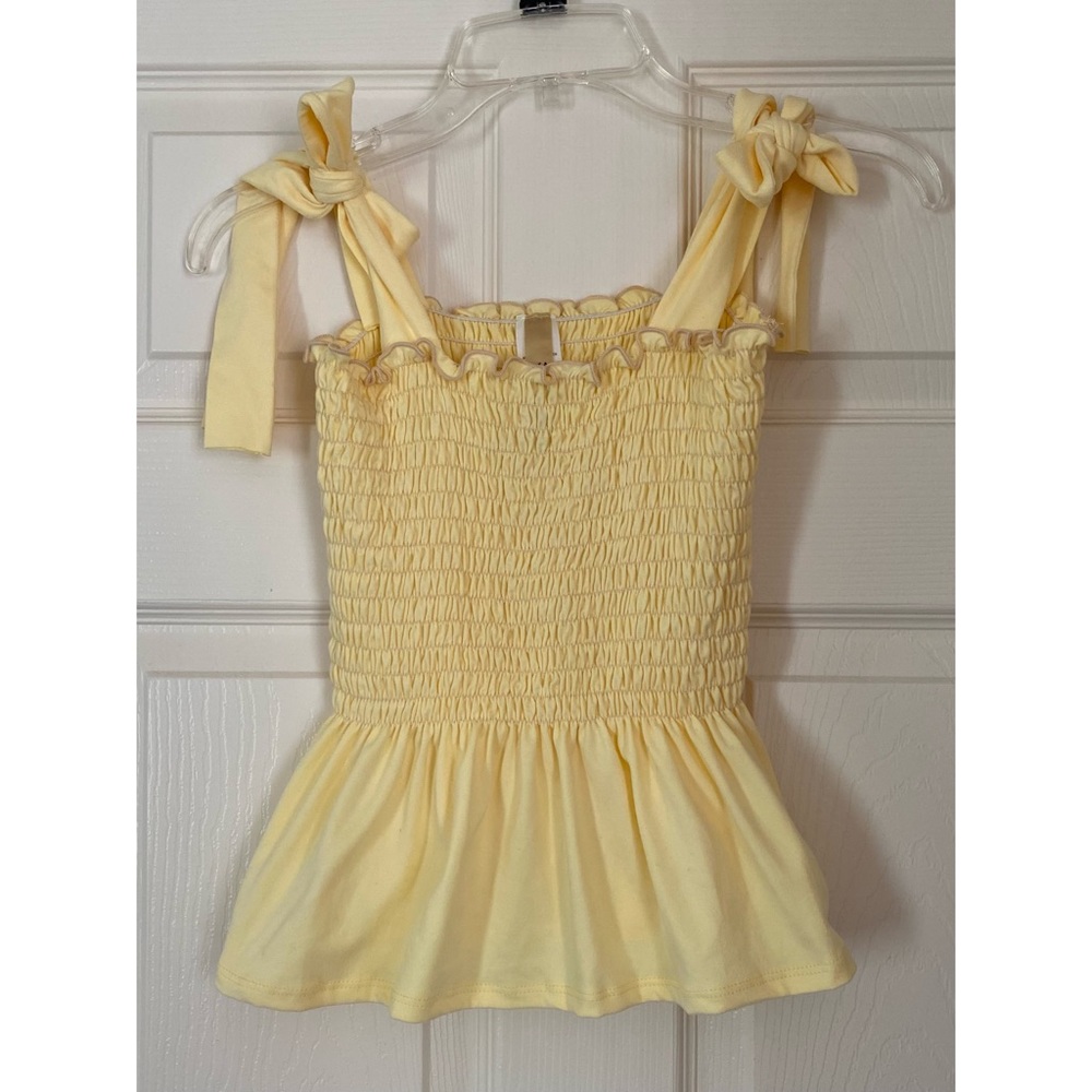 Cute Yellow Smocked Top with Tie Straps